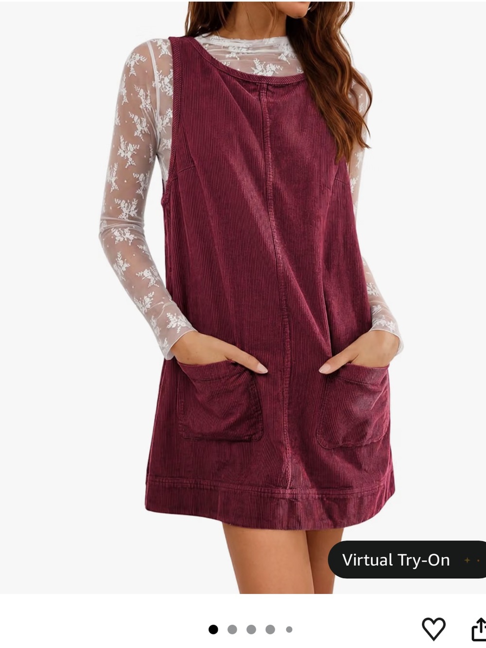 NWT Corduroy Pinafore Mini Dress Size XL